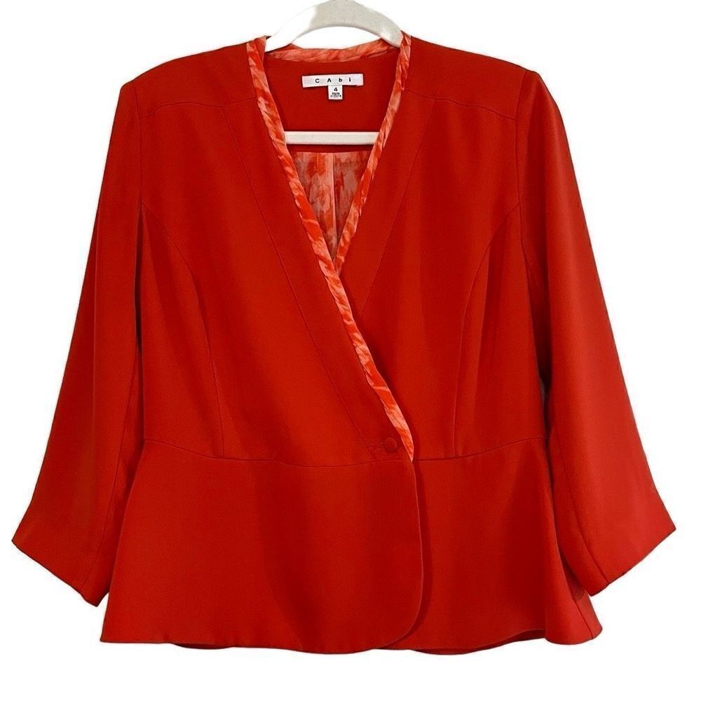 CAbi Orange Wrap Blazer Jane Jacket Size 4
